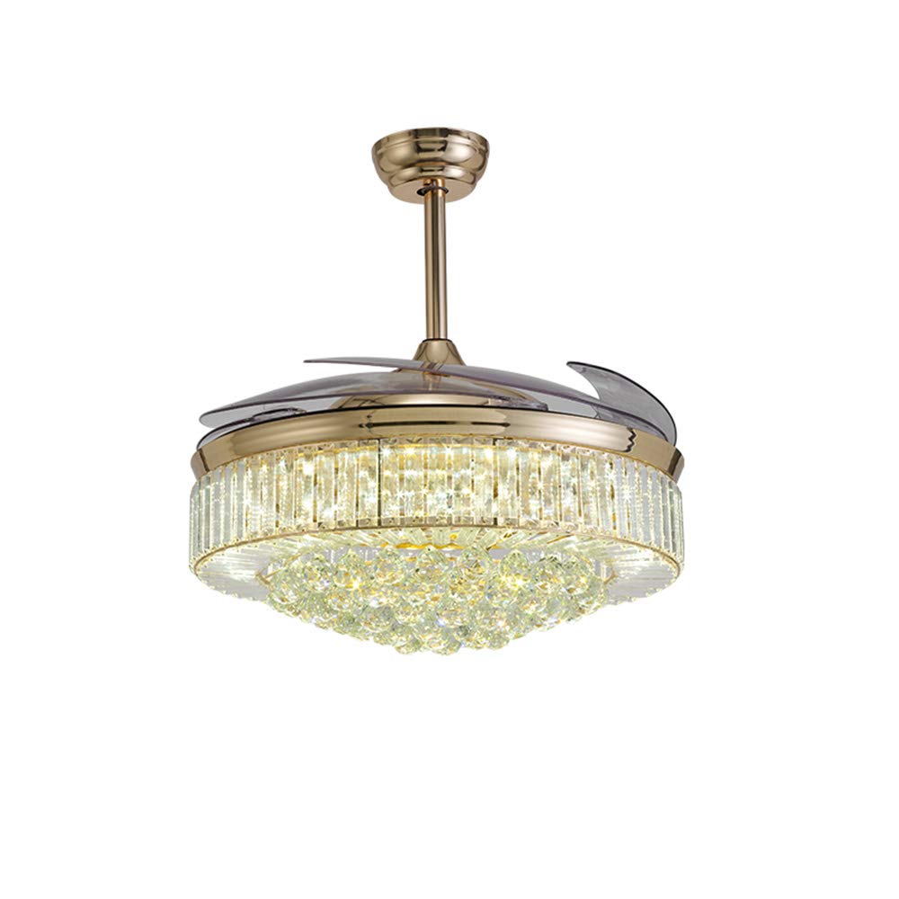 Tiptonlight Modern Crystal Chandelier Ceiling Fan Lamp Folding