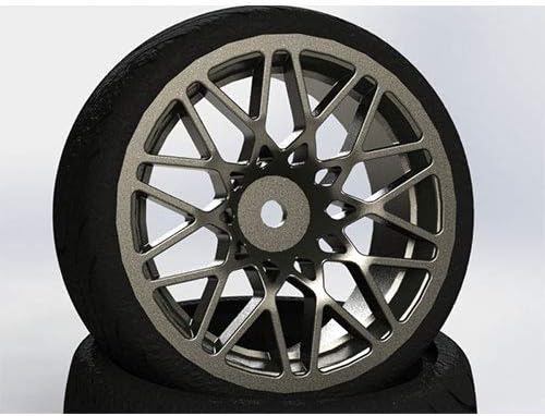 Fastrax 1/10 STREET/TREAD TYRE STAR SPOKE GUN METAL WHEEL