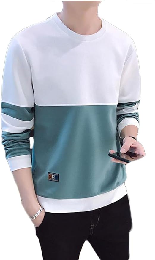 Amazon Zhongjue ジュージェン メンズ ロンt 長袖 ろんてぃー 春物 Tシャツ プルオーバー トップス カジュアル バイカラー パーカー Tシャツ カットソー 通販