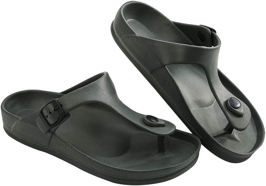 LUFFYMOMO Adjustable Slip on Eva Double Buckle Slides Comfort Footbed Thong Sandals for Womens Mens