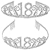 MEANT2TOBE 18th Birthday Sash and Tiara for Women - Fabulous Set: Glitter Sash + Waves Rhinestone Silver Premium Metal Tiara, 18th Birthday Gifts for Women Party