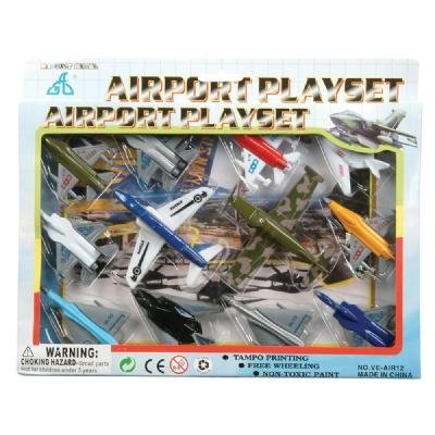 Rhode Island Novelty Kids Authority Airplane set - 1 Dozen Assorted Airplane Die Cast