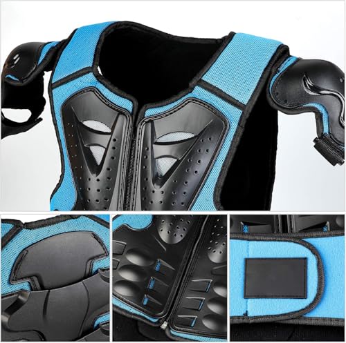 Fansport Pack of 5 Motorcycle Protective Jackets, Children's Motorcycle Armour with Knee Pads, Elbow Pads, Chest Armour, Racing, for Outdoor Sports - 4/6/8/10/12/14 Years