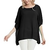 Women's Bohemian Floral Print Sheer Chiffon Blouse Batwing Shirts Tops Short-Sleeve Shirts