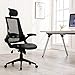 KADIRYA High Back Ergonomic Mesh Office Chair with Leather Seat Flip-up Armrests 90°-110°Tilt Lock Adjustable Back Lumbar Support Computer Desk Task Executive Chair,Black A(BIFMA Certified)