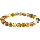 Clearain Natural Gemstones Bracelet 8mm Chakra Round Beads Energy Power Crystal Reiki Healing Elastic Stretch 7 Inch for Women Men Unisex