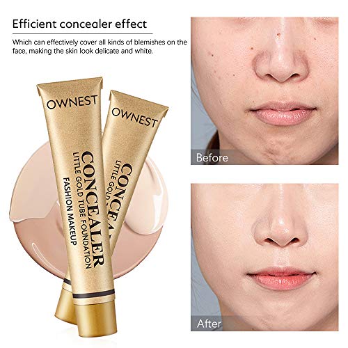 FREEORR Little Gold Tube Foundation Concealer, Matte Waterproof Long Lasting Moisturizing Contour Concealer, Skin Face Cover of Blemish Problem, Dark Eye Circles, Whelk, Spots, Tattoos-02 Ivory