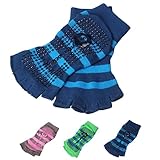 DZT1968®Cotton Yoga Socks Stripe Half Toe Ankle Grip Five Toes No-Slip Massage