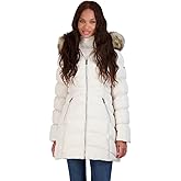 Laundry by Shelli Segal Women’s Quilted Mid-Length Puffer Coat Ivory Size L