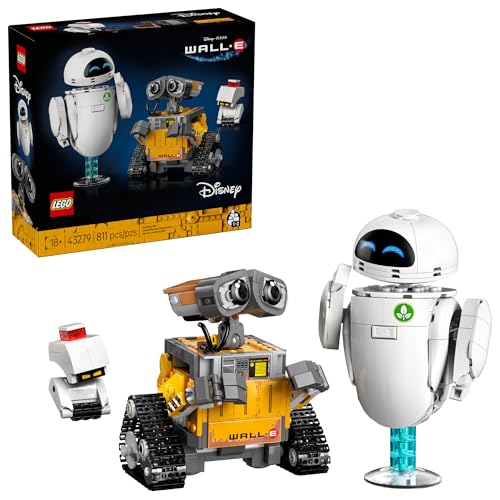 LEGO Disney & Pixar Wall-E & EVE Set de construcción para adultos, mayores de 18 años - Decoración de oficina en casa, estantería o habitación para fanáticos de Disney - Ideas de regalos para hombres y mujeres - 43279