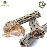 SunGrow Cholla Woods, 6-inches, Chew Toy and Source of Nutrition, Climbing Logs, Fun and Stimulating Activity for Little Climbers, Keep Hermies Busy and More Active, Aquarium Décor, 3-Pieces