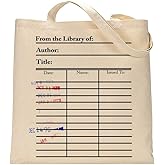 Universal Zone Library Card Tote Bag with Vintage Due Date Stamps, Book Lover Canvas Bag, Literary Handbag, Reusable Book Tote