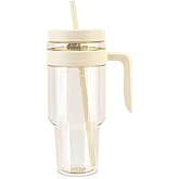 Cafezi 50 oz Tritan Plastic Tumbler with Lid and Straw | Leak-Proof BPA-Free Clear Tumbler with Time Marker | Reusable Travel Mug for Camping, Sports, Office, Road Trips, Parties | Wide Mouth