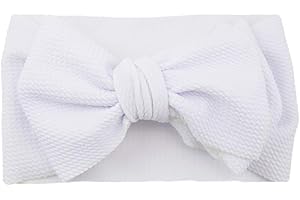 Koolgil Baby Girl's 8'' Soft Big Bow knot Nylon Headband Toddler Hairband for Photography Travle Party Festivals (White)