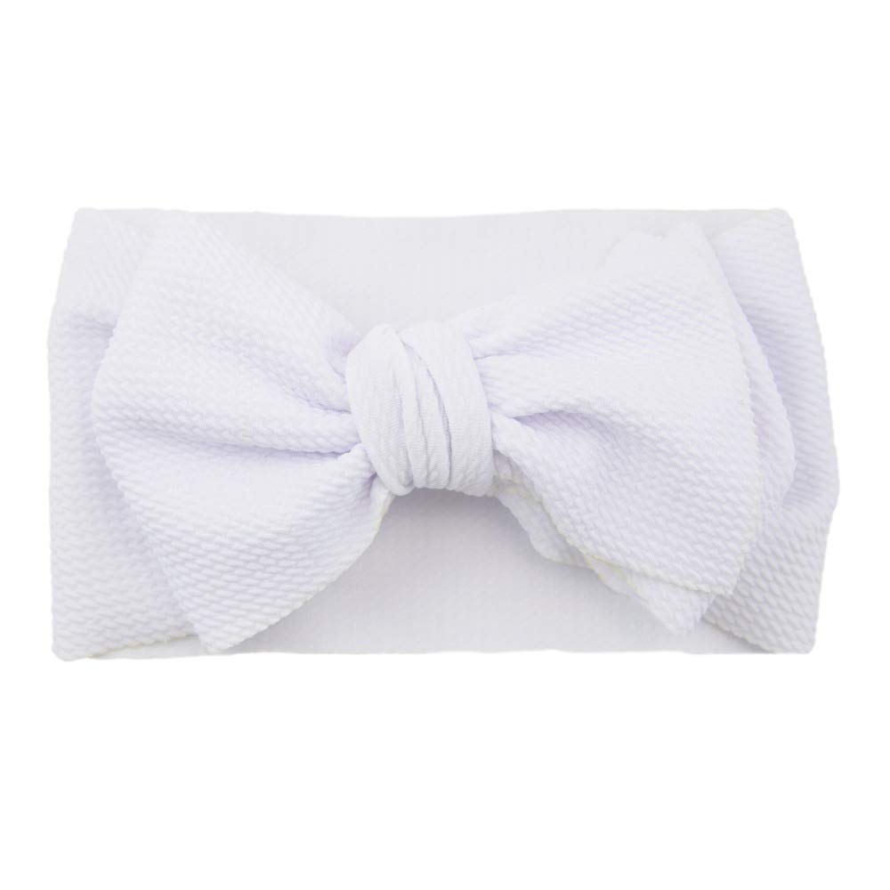 Photo 1 of Koolgil Baby Girl's 8'' Soft Big Bow knot Nylon Headband Toddler Hairband for Photography Travel Party Festivals (White)