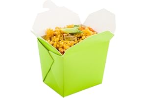 Restaurantware Bio Tek 8 Ounce Noodle Take Out Boxes 200 Disposable Food To Go Boxes - Tab-Lock Stackable Green Paper Take Home Boxes Greaseproof For Restaurants Catering And Parties