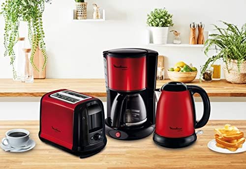 MOULINEX Bouilloire SUBITO rouge 1,7L Inox Bouilloire sans fil Résistance cachée Niveau d'eau visible BY540510