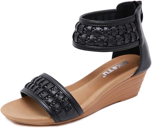 black wedge sandals comfortable