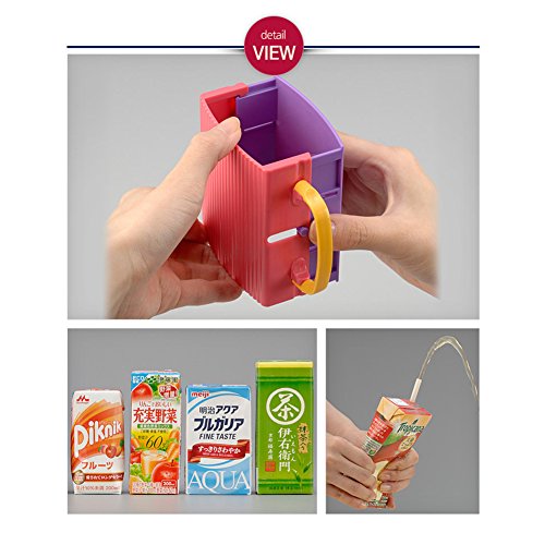 Juice Box Holder, Baby Kids Toddler Self-Helper, Adjustable, Easy to Use (Pink) - Thumbnail 3