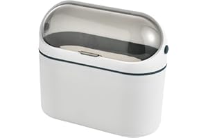 Wakauto Small Wall-Mounted Garbage Can with Lid, Adhesive Hook Kitchen Waste Bin for Bathroom and Home