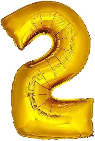 DekoRex Foil Balloons 40'' 100cm Numbers for Birthday Party Anniversary for Helium or Air Filling Gold No. 2