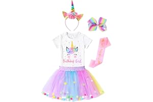 Doctor Unicorn Birthday Girls Outfit Set Tutu Skirt Dress, Unicorn Shirt, Headband & Satin Sash