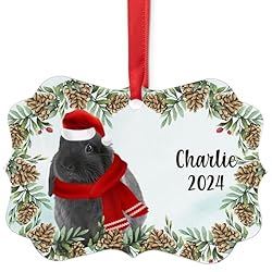 Black Holland Lop Rabbit Christmas Ornament 2024