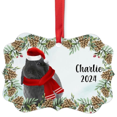 Black Holland Lop Rabbit Christmas Ornament 2024