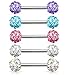 Crystal Paved Ferido Balls Nipple Bars Barbells Rings - 14G 316L Stainless Steel - Sold as a Pair