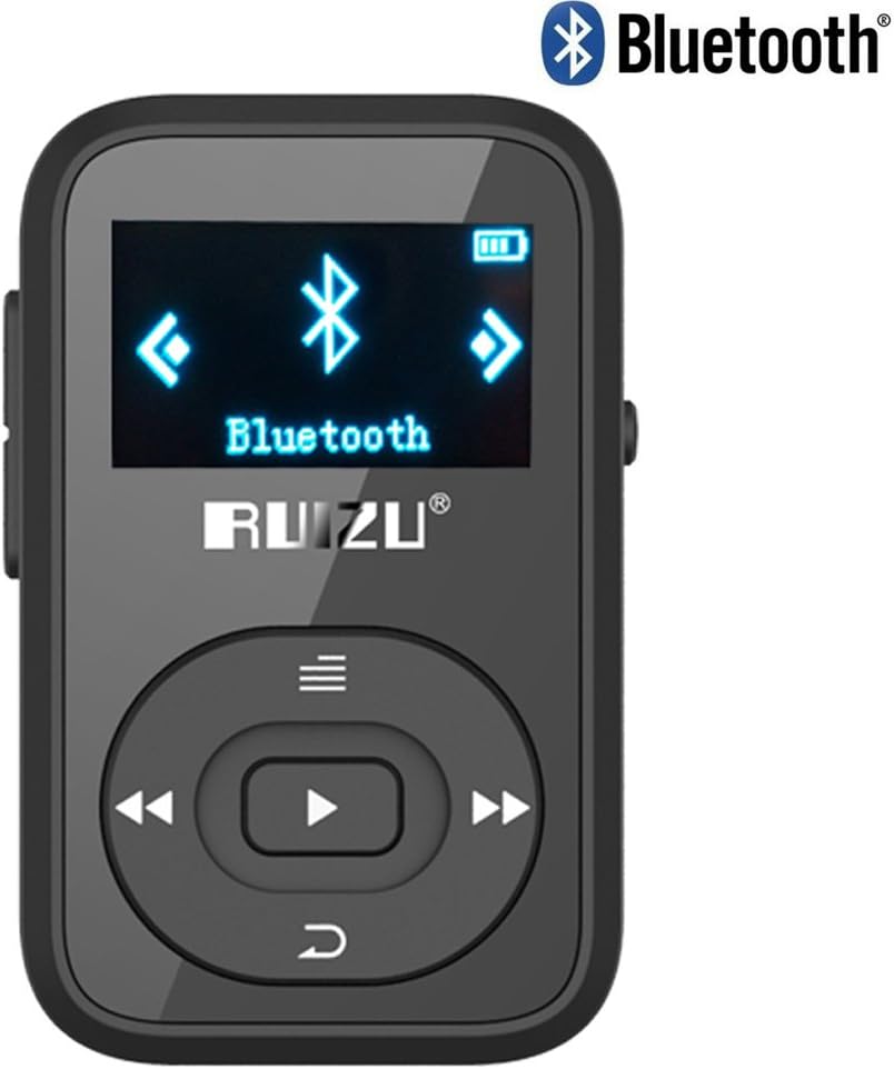 RUIZU X26 8GB Clip Sport Bluetooth MP3 Music Player with FM Radio Record Lossless Sound Portable Music Player (Supports up to 64GB)- Black