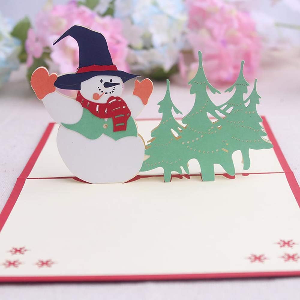 Amazon Anglam 4枚 クリスマスカード 封筒付き 3d 立体 ポップアップカード グリーティングカード サンタ クリスマスツリー 雪だるま クリスマスの鐘のパターンが含まれています 挨拶状封筒 文房具 オフィス用品