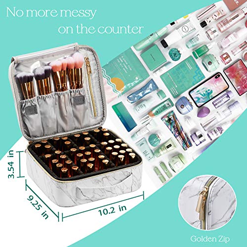 Marble Leather Makeup Case Cosmetic Bag PU Leather Makeup Organizers Storage Portable Brush Holder with Adjustable Divider Zipper Pocket for Cosmetics Tools Gadgets Gift for Women, White 6 Marble Leather Makeup Case Cosmetic Bag PU Leather Makeup Organizers Storage Portable Brush Holder with Adjustable Divider Zipper Pocket for Cosmetics Tools Gadgets Gift for Women, White