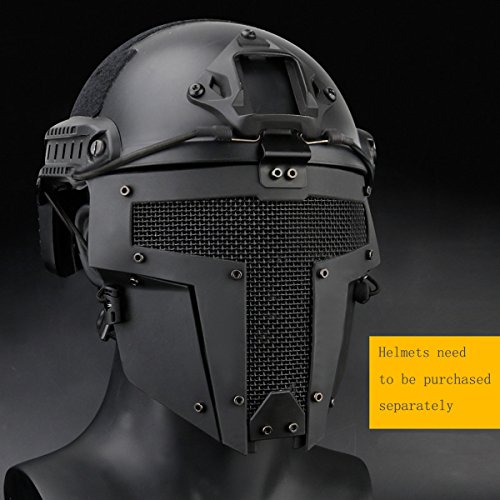 VILONG Airsoft Mask Outdoor Sports Tactical Paintball mask Full Face Skull CS Mask With double filter fan CS edition Perspiration Dust Face Guard (Steel black) - Thumbnail 3