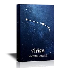 12 Zodiac Signs Constellation Canvas Wall Art - Aries - Gallery Wrap Modern Home Art | Ready to Hang - 12x18 inches