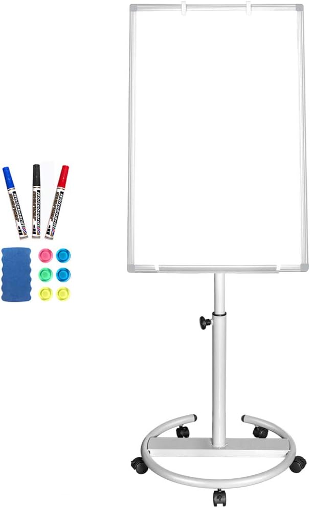 maxtek Flip Chart Stands Mobile Whiteboard, 90 x 60 CM Magnetic WhiteBoard Stand