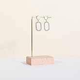 GemeShou brass earring display stands for selling, wooden ear ring holders for jewelry, single stud holder jewelry display【Brass earring stand Height-Beech】