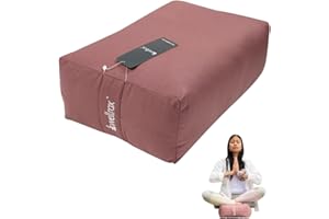 WELLROX Rectangular Yoga Bolster Pillow, Yoga Bolster Pillow for Restorative Yoga - 100% Indian Cotton Cover, Firm & Stable with Removable Washable Cover (18" x 12" x 6")