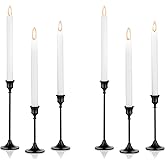 Nuptio Black Candle Holder Candlestick Holders Candle Sticks Holder Tapered Candle Holder Gothic Taper Candle Holders for Halloween Christmas Party Mantel Dinner Home Decoration 2 Sets(6 Pcs)