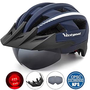 Victgoal Bike Helmet for Men Women with Led Light Detachable Magnetic Goggles Visor Mountain & Road Bicycle Helmets…