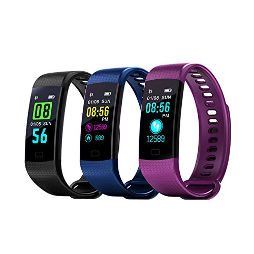Sammid Activity Fitness Tracker, Women 0.96 inch Color Screen Pedometer Sport Smart Bracelet with Blood Pressure & Heart Rate & Sleep Monitor Bluetooth Smart Watch Compatible iOS and Android - Purple