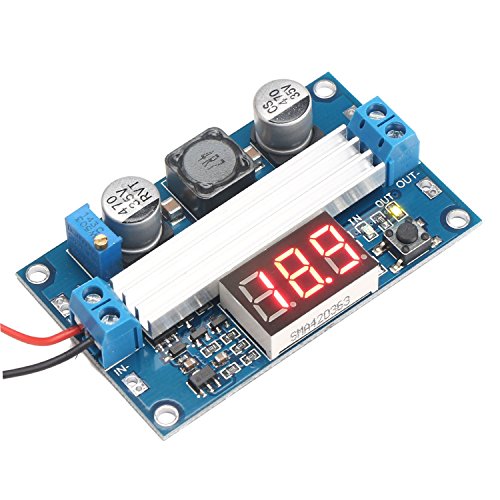 DROK Micro Electric DC/DC High Efficiency Boost Converter Step-up Voltage Transformer 3-34V to 4-35V 6A Volt Regulator Controller with Red LED Voltmeter Adjustable Output Volt Power Supply Module
