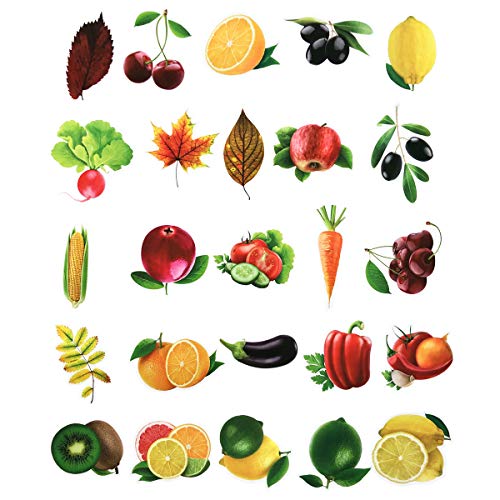 100PCS Colorful Fruits Vegetables Stickers Waterproof Laptop Stickers Car Bicycle Suitcase Computer Water Bottle Mobile Phone Stickers DIY Decals for Kids (Fruits 100)