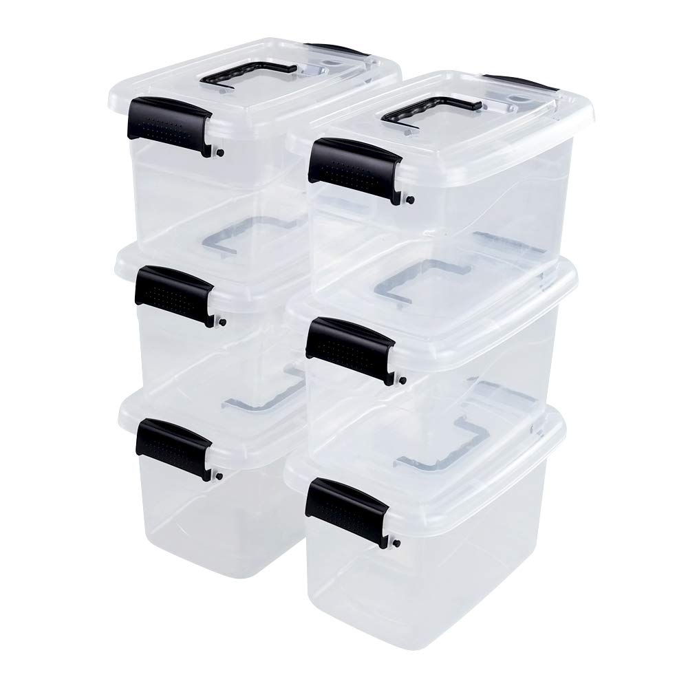 Uumitty 6 Packs Plastic Storage Box, 5 Litre Small Storage Organizer with Lid, Clear