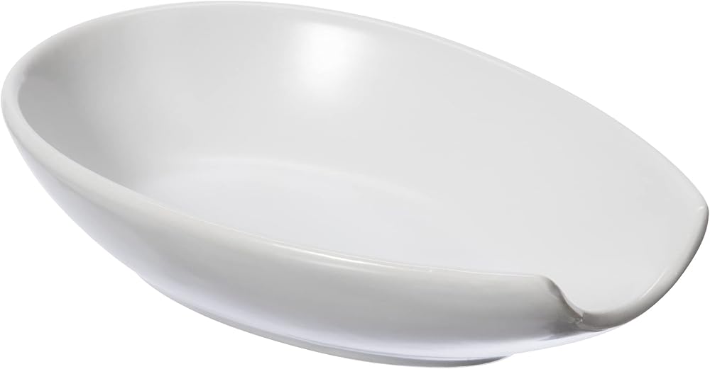 Oggi 5429.1 White Ceramic Spoon Rest - Compact & Dishwasher Safe
