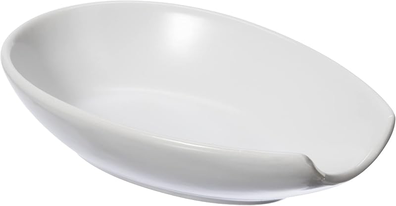 Oggi 5429.1 White Ceramic Spoon Rest - Compact & Dishwasher Safe