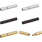 PH PandaHall 6PCS 3 Colors Stainless Steel Bayonet Clasps Column Push Clasps Tube Hook Clasps Round Leather Cord Buckle Mating Connectors for Jewelry Making DIY Bracelet Necklace Crafts Hole: 2mm