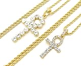 Iced Out Double Ankh Pendant 20