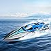Costzon 2.4G Rc High Speed Racing Boat for Pools Lakes Outdoor, 30 Km/H Radio Control Boat Toys for Adults & Kids, 4CH Rechargeable Racing Boat by Remote Control Blue