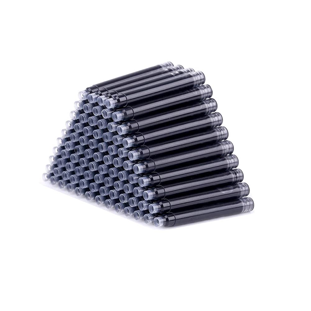 40Pcs Ink Cartridge Disposable Erasable Blue Fountain Pen Refills Black Refills 3.4 mm Bore Diameter Universal Ink Sac (40Pcs Black(Non-erasable))