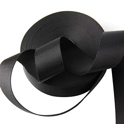 JIAKAI 1 Inch Wide 10 Yards Nylon Heavy Duty Webbing Strapï¼ŒPolypropylene Heavy Straps for Bags, Hammocks, Outdoor Climbing and DIY Making Luggage Strap, Pet Collar, Backpack Repairingï¼ˆBlackï¼‰